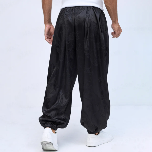 Штани шаровари чоловічі вільного крою з манжетами чорні L dragon_pants_black_L фото