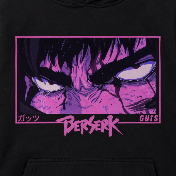 Чёрное худи с принтом Berserk, капюшоном и карманом-кенгуру S hoodie_berserk_S фото